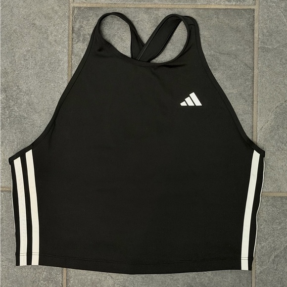 adidas Tops - Adidas Training 3-Stripe Aeroready Crossback Crop Tank - Black - Medium